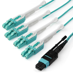 1M MTP TO LC BREAKOUT CABLE OM3 PLENUM MPO MULTIMODE FIBER CABLE