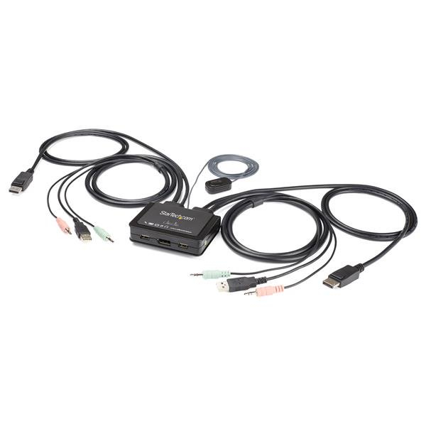 2 PORT DISPLAYPORT KVM SWITCH USB AUDIO DP 4K COMPACT KVM SWITCH