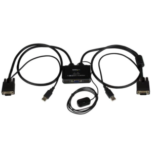 2 PORT VGA KVM SWITCH CABLE KVM USB POWERED REMOTE SWITCH