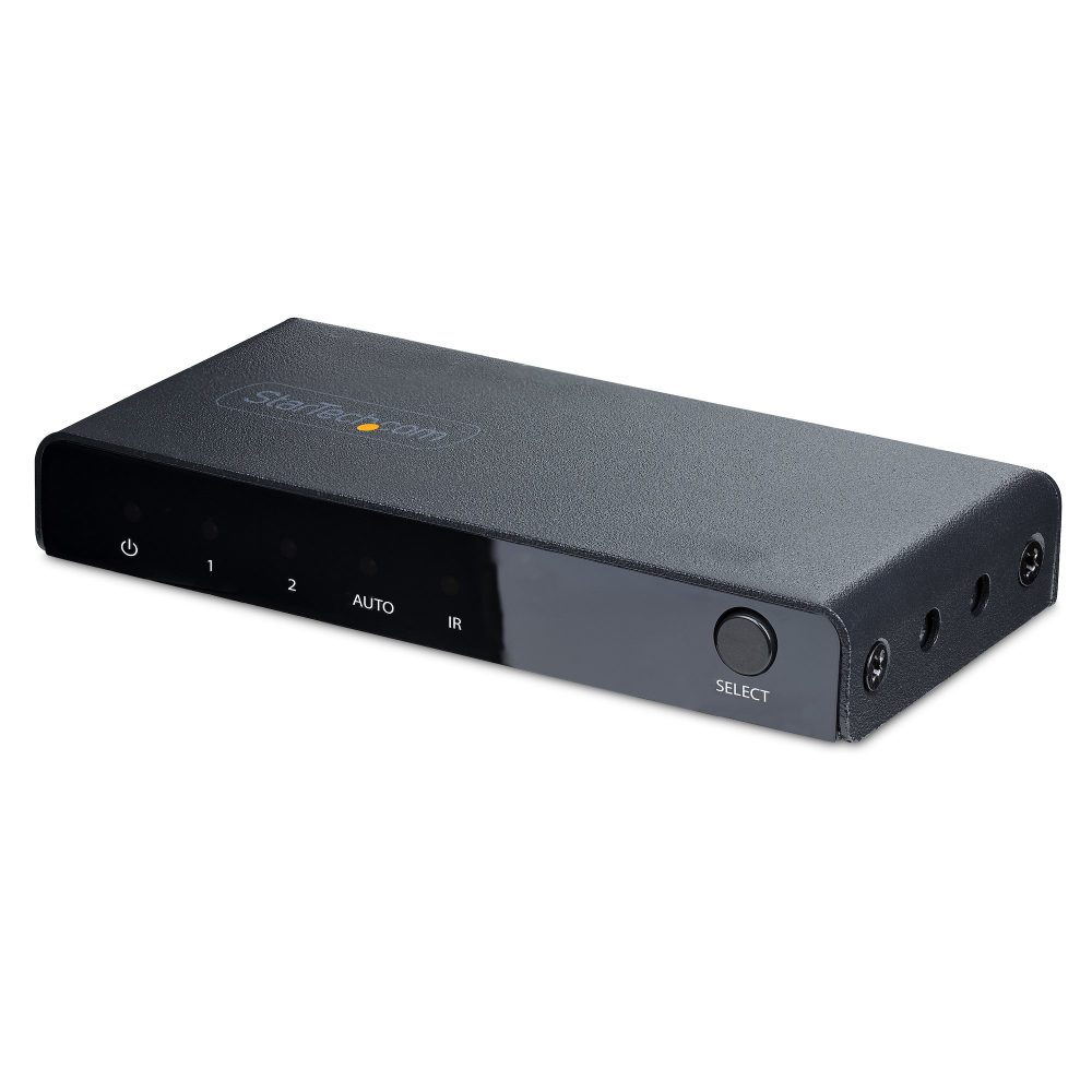 2-port 8K HDMI 2.1 Switch connects 2x HDMI sources to an HDMI display up to 8K 60Hz/4K 144Hz/120Hz;