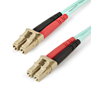 2M OM4 FIBER OPTIC CABLE LC/LC FIBER MULTIMODE PATCH CABLE - AQUA