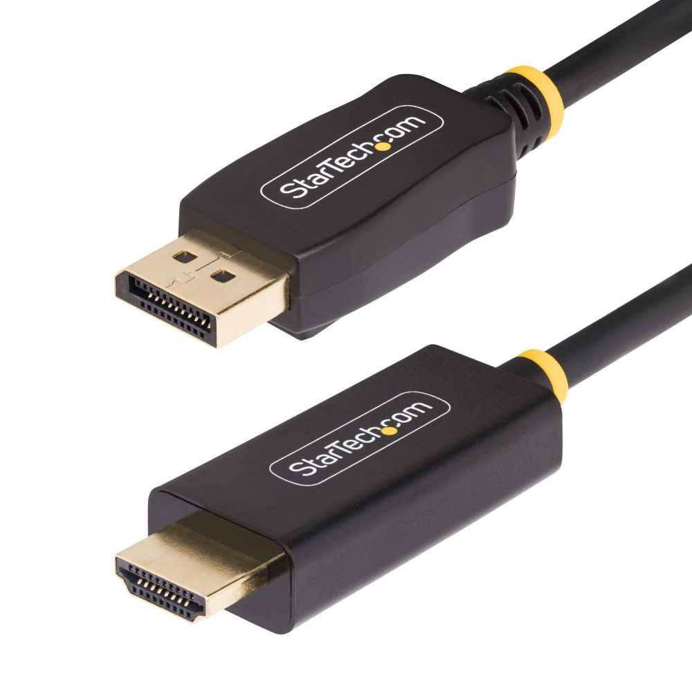 2m DisplayPort to HDMI Adapter Cable connects a DisplayPort-enabled desktop to an HDR-capable 4K