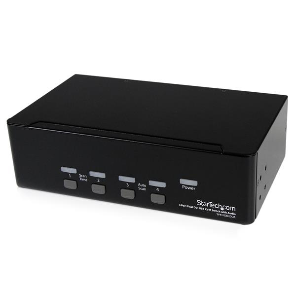 4 PORT DUAL MONITOR DVI KVM SWITCH TWO SCREEN DISPLAYS DVI KVM