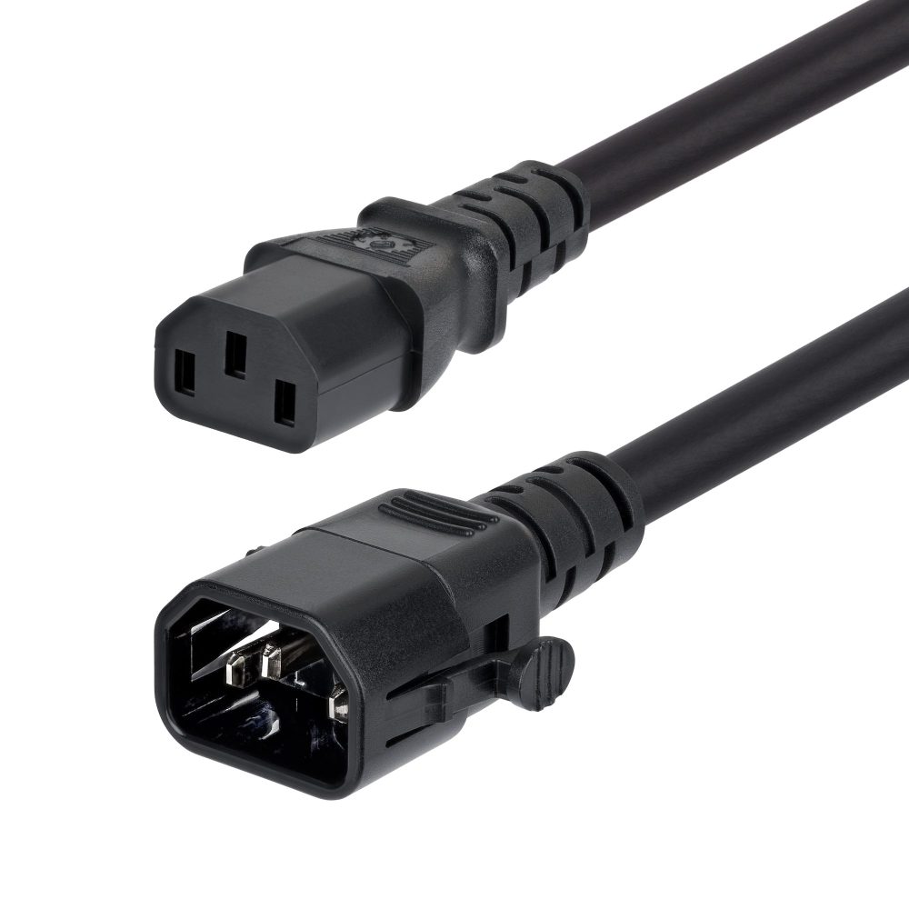 6ft (1.8m) Heavy Duty Power Extension Cord with locking IEC 60320 C14 to C13 connectors to help