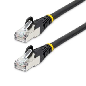 7ft Black Low Smoke Zero Halogen (LSZH) Shielded CAT6a Ethernet Cable   1/2.5/5/10Gbps