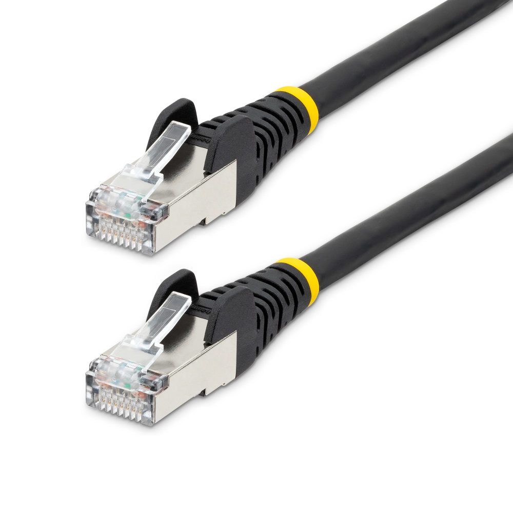 7ft Black Low Smoke Zero Halogen (LSZH) Shielded CAT6a Ethernet Cable 1/2.5/5/10Gbps