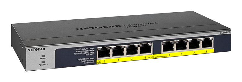 8PORT POE/POE+ GIGABIT ENET UNMANAGED SWITCH