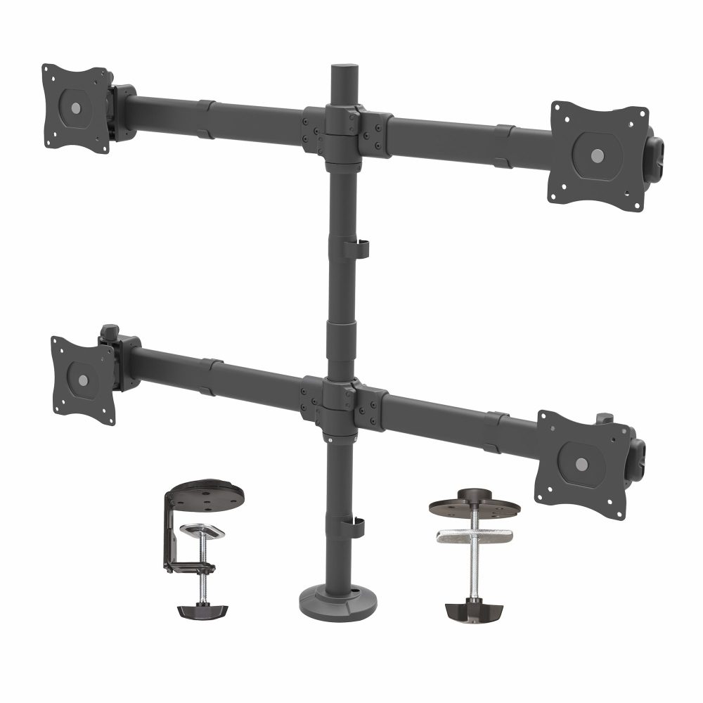 Desk Mount Quad Monitor Arm - Articulating - For VESA Mount Monitors up to 27in Monitors (up to