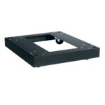 Skirted base hides wheels for an improved aesthetic appearance