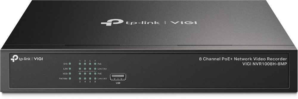 VIGI 8 Channel PoE Network Video Recorder SPEC: H.265+/H.265/H.264+/H.264