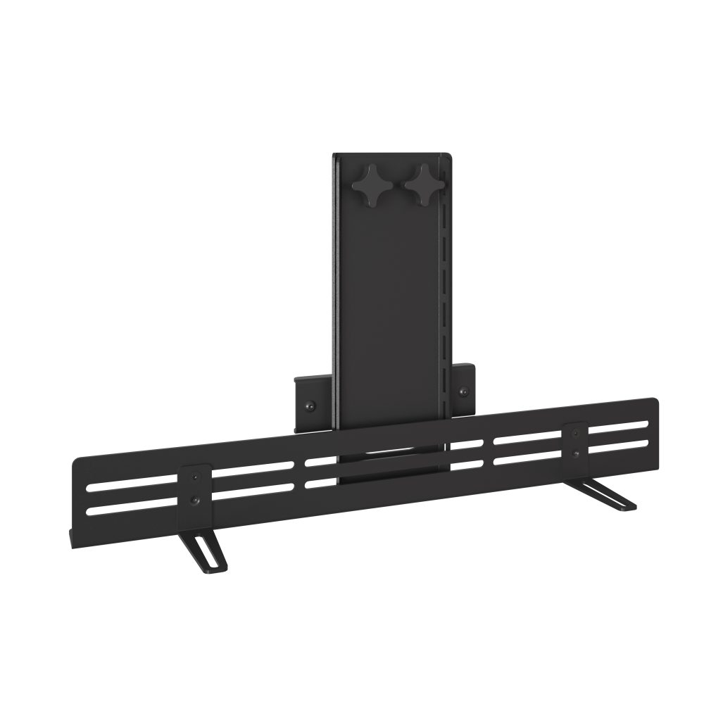 Videosound bar interface bracket is 22.25 565 mm wide by 2.88 73 mm tall to avoid peekaboo